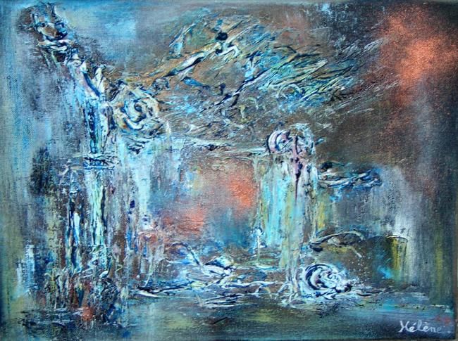 Pittura intitolato "Fontaines" da Helene Rousselot, Opera d'arte originale