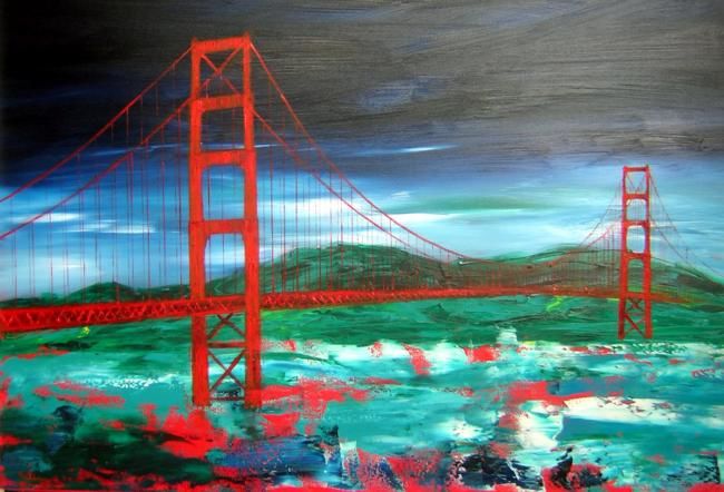 Peinture intitulée "Golden Gate" par Helene Rousselot, Œuvre d'art originale