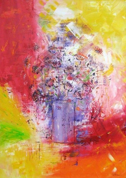 Pintura intitulada "Bunch of flowers" por Helene Rousselot, Obras de arte originais