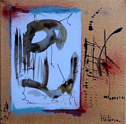 Painting titled "Au fil des mots 5" by Helene Rousselot, Original Artwork