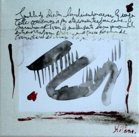 Painting titled "Au fil des mots 17" by Helene Rousselot, Original Artwork
