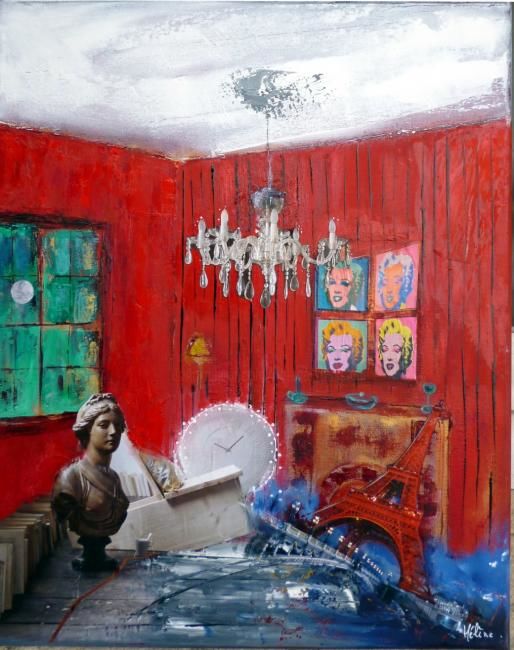 Pintura intitulada "L'appartement" por Helene Rousselot, Obras de arte originais