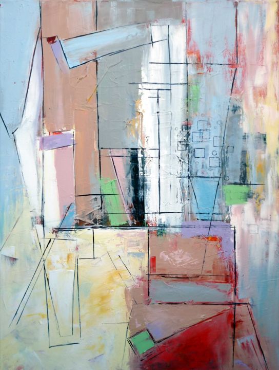 Painting titled "la boutique-du-fleu…" by Helene Rousselot, Original Artwork