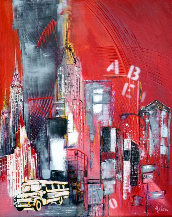 Painting titled "new-york-city-bus-t…" by Helene Rousselot, Original Artwork