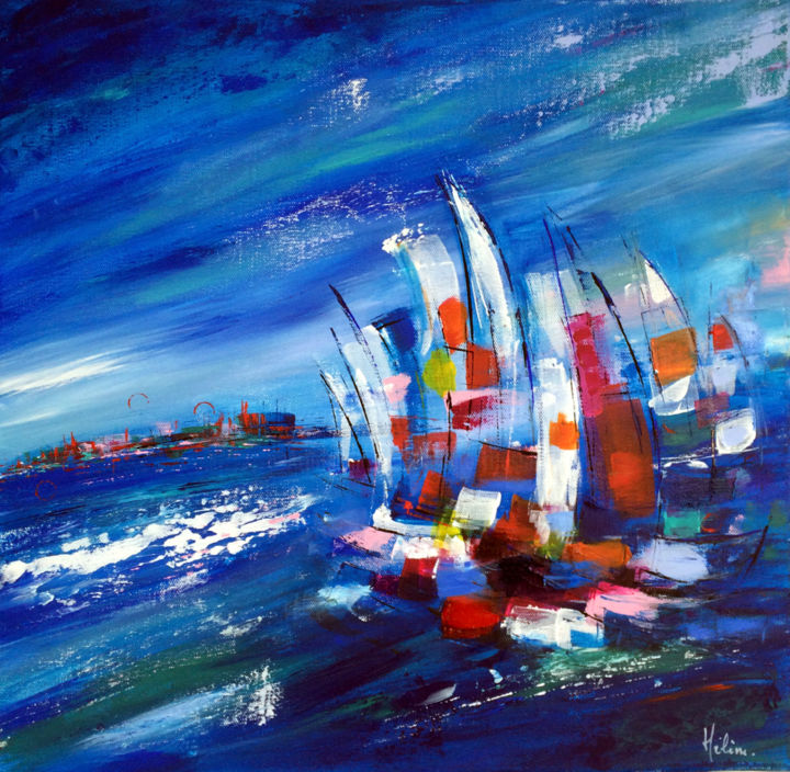 Painting titled "vendee-globe.jpg" by Helene Rousselot, Original Artwork