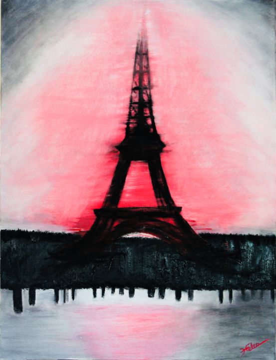 Peinture intitulée "Paris en rose" par Helen Ungar, Œuvre d'art originale, Huile
