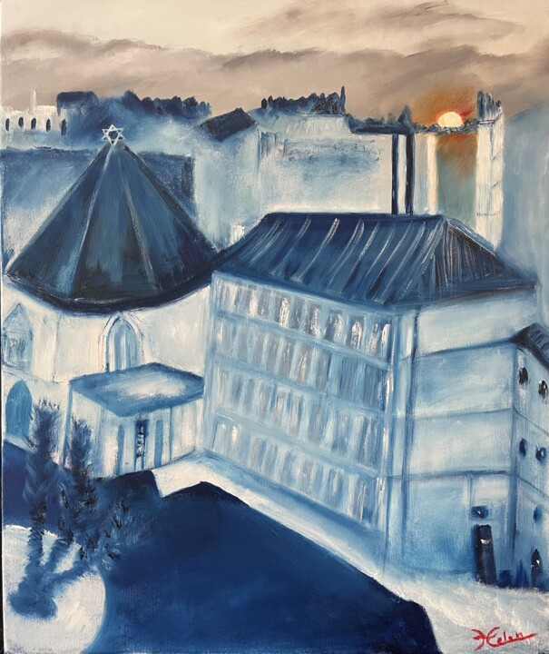 Pintura titulada "Paris in blues" por Helen Ungar, Obra de arte original, Oleo