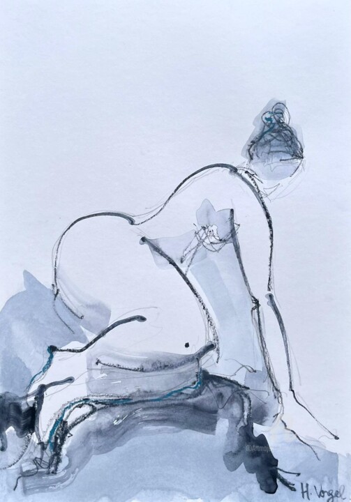 Drawing titled "Clarinha miroir mon…" by Helene Vogel, Original Artwork, Charcoal