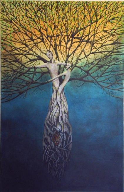 Pintura titulada "l'arbre couple" por Hélène Grasset, Obra de arte original
