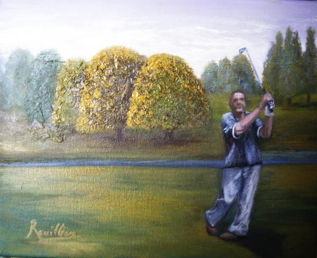 Картина под названием "LE GOLFEUR" - Helene Rouillier, Подлинное произведение искусства