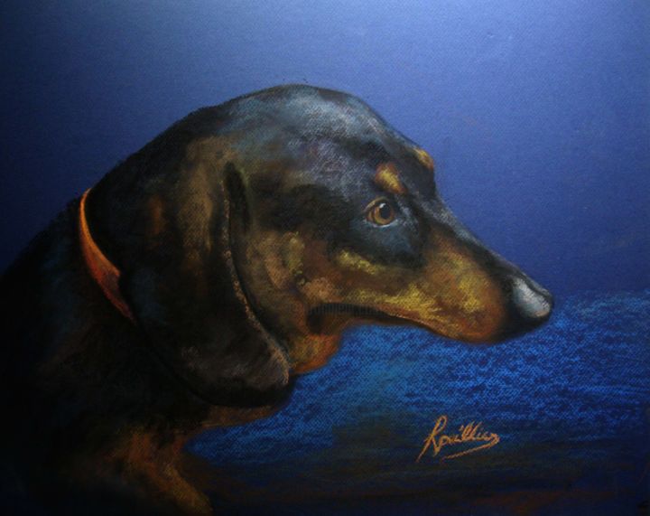 Malarstwo zatytułowany „Lester, le chien sa…” autorstwa Helene Rouillier, Oryginalna praca