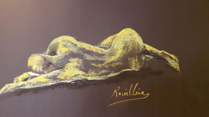 Картина под названием "L'homme nue 1" - Helene Rouillier, Подлинное произведение искусства, Пастель