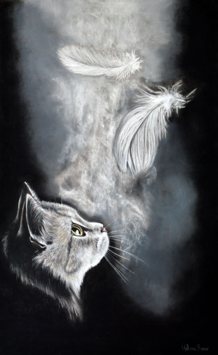 Drawing titled "Légèreté" by Hélène Roux, Original Artwork, Pastel