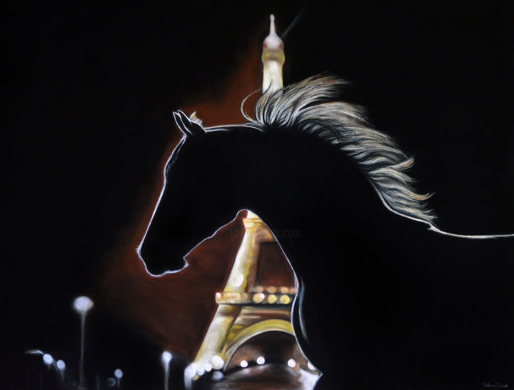 Drawing titled "Paris by night" by Hélène Roux, Original Artwork, Other