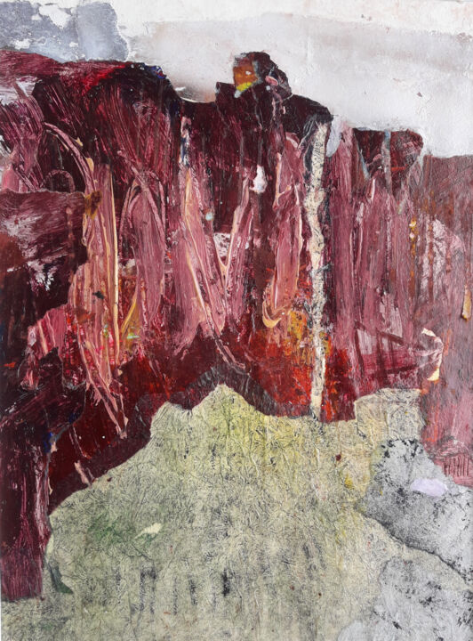 Colagens intitulada "Les Cévennes I" por Helen Hill, Obras de arte originais, Colagens