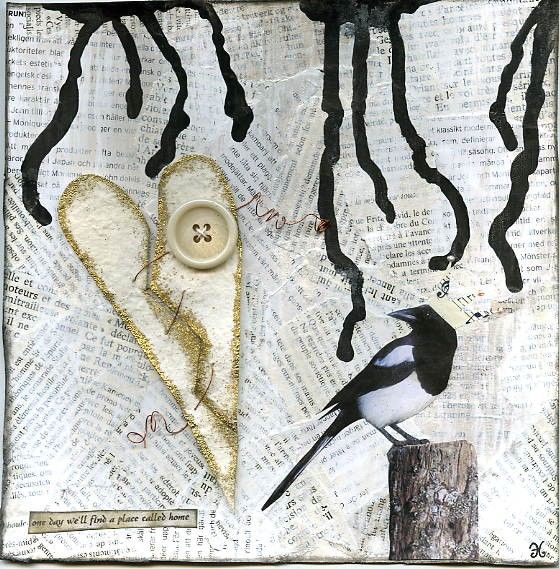Collages titled "the bird of empathy" by La Fée Antique, Original Artwork