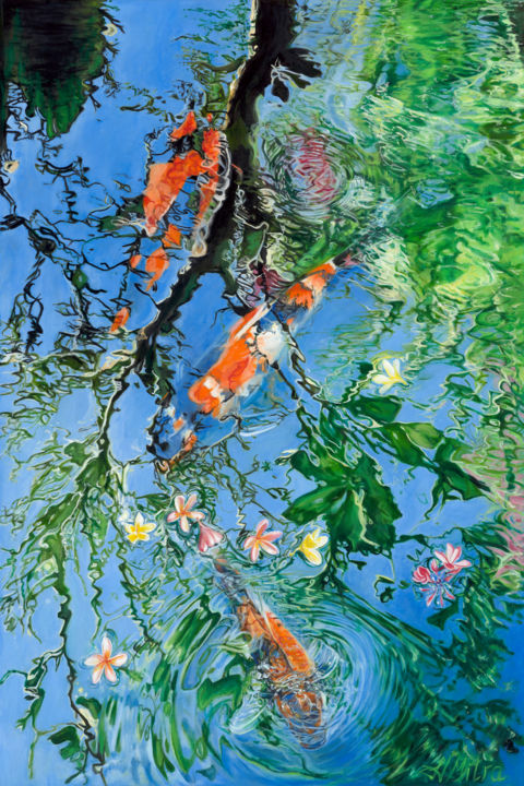 Painting titled "A Moment's Reflecti…" by Helen Mitra, Original Art, Oil