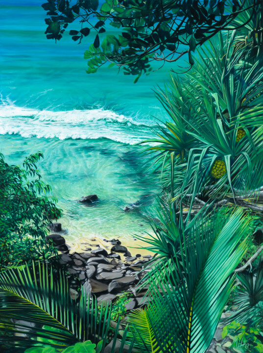 Pintura titulada "Little Cove Noosa" por Helen Mitra, Obra de arte original, Oleo Montado en Bastidor de camilla de madera