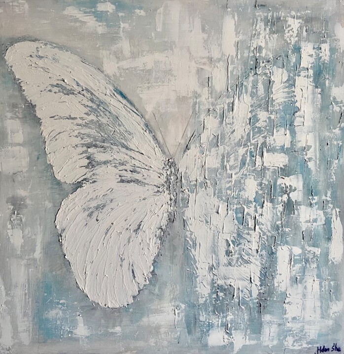 Painting titled "BUTTERFLY MATRIX SC…" by Helen She, Original Artwork, Acrylic Mounted on Wood Panel