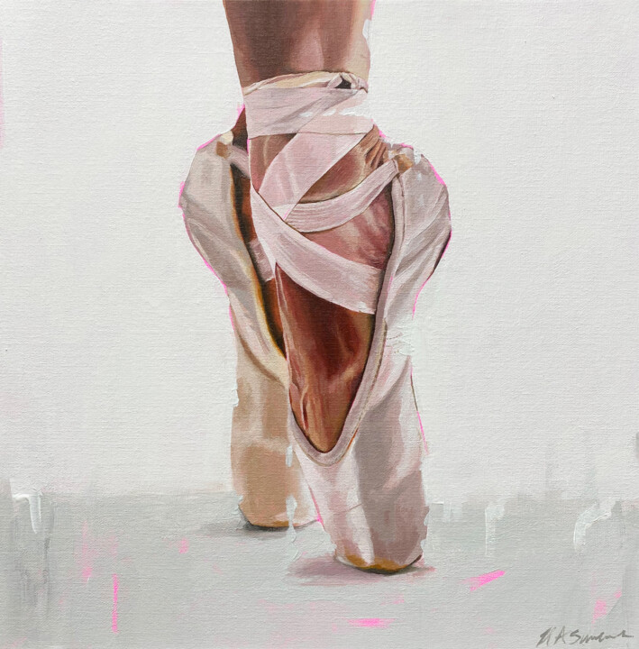 Painting titled "The Ballet Shoes" by Helen Sinfield, Original Artwork, Acrylic
