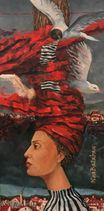 Pintura titulada ""Thoughts of a Bird"" por Helga Balaban, Obra de arte original, Oleo