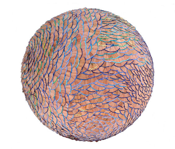 "sphère bleue" başlıklı Heykel Helga Stuber tarafından, Orijinal sanat, Ahşap