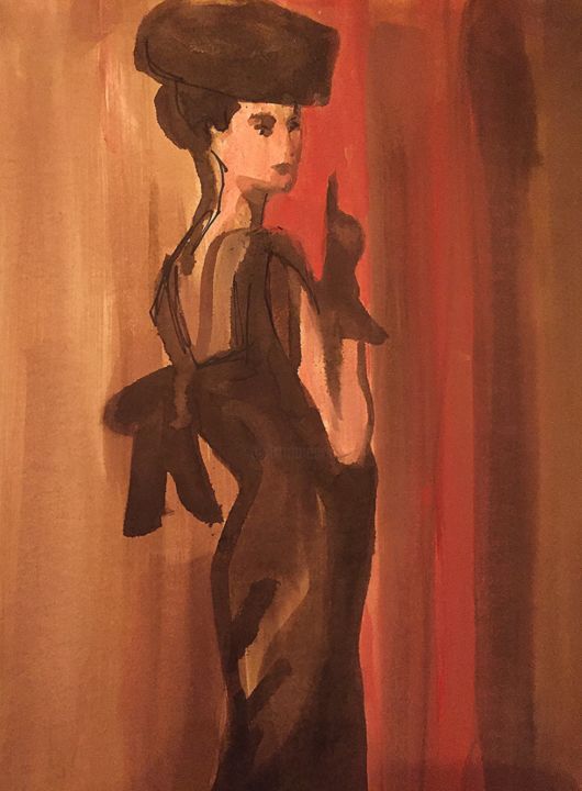 Desenho intitulada "Vintage fashion" por Helia Tayebi, Obras de arte originais, Tinta