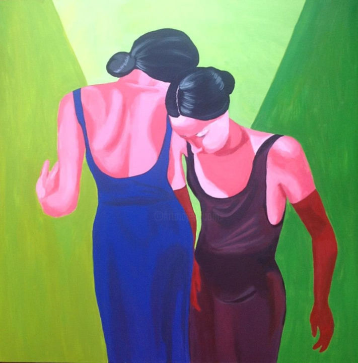 Peinture intitulée "Tango" par Helia Tayebi, Œuvre d'art originale, Acrylique