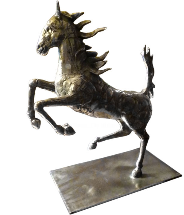 Scultura intitolato "Cavallo rampante" da Helidon Xhixha, Opera d'arte originale