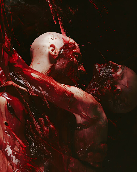 Arts numériques intitulée "Blood Lovers" par Hell Imagery, Œuvre d'art originale, Image générée par l'IA