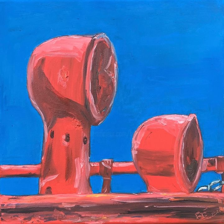 Peinture intitulée "Épaves rouges" par Frédérique Cretin (Fé), Œuvre d'art originale, Huile