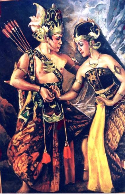 Ζωγραφική με τίτλο "Rama and Sinta" από Helmi, Αυθεντικά έργα τέχνης