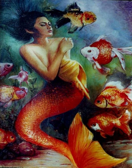 Картина под названием "Mermaid" - Helmi, Подлинное произведение искусства