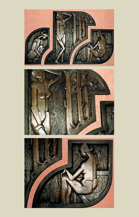 Скульптура под названием "Triptychon Morgen M…" - Helmut Hoedlmozer, Подлинное произведение искусства, Металлы