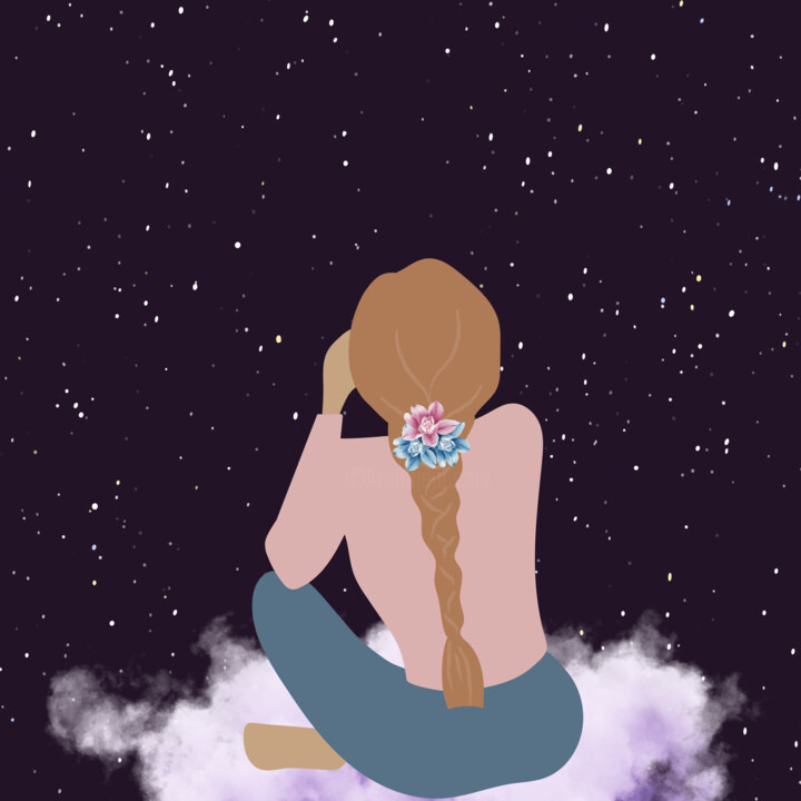 Digital Arts titled "Mirando nas Estrelas" by Heloisa Souza, Original Artwork, 2D Digital Work