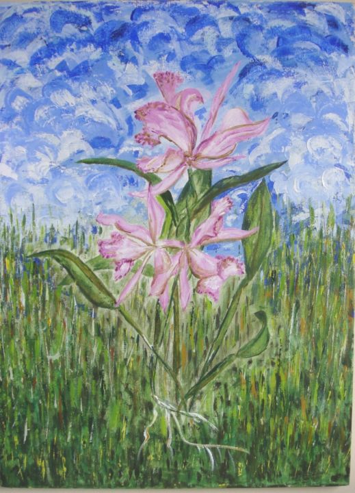 Pintura intitulada "laelia-serie-flores…" por Heloisa Meira Roessing, Obras de arte originais