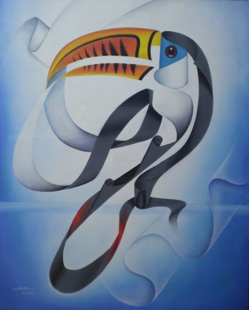 Painting titled "TUCANO" by Helton Faustino, Original Artwork, Oil