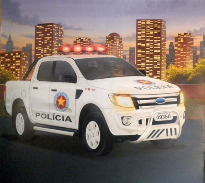 Peinture intitulée "Police" par Helton Faustino, Œuvre d'art originale, Huile