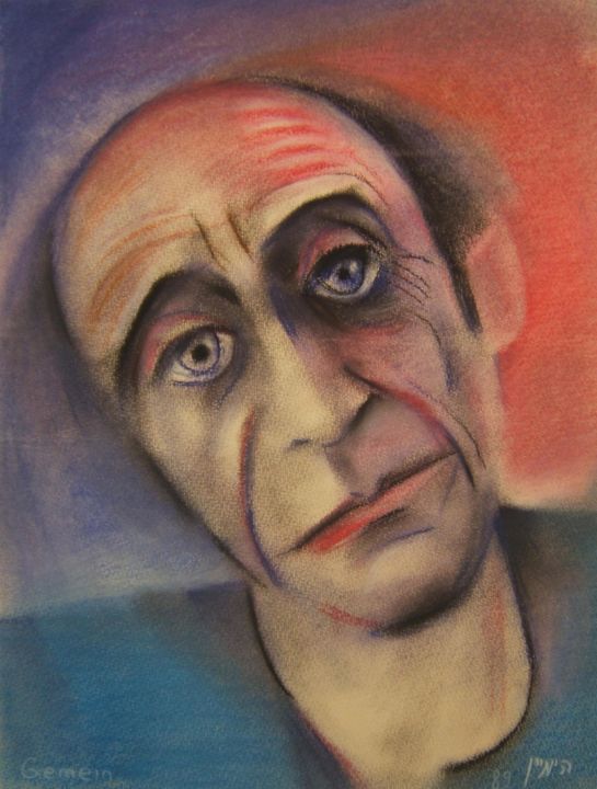 Painting titled "кинорежиссер Рафа Н…" by Moshe Hemain, Original Artwork, Pastel