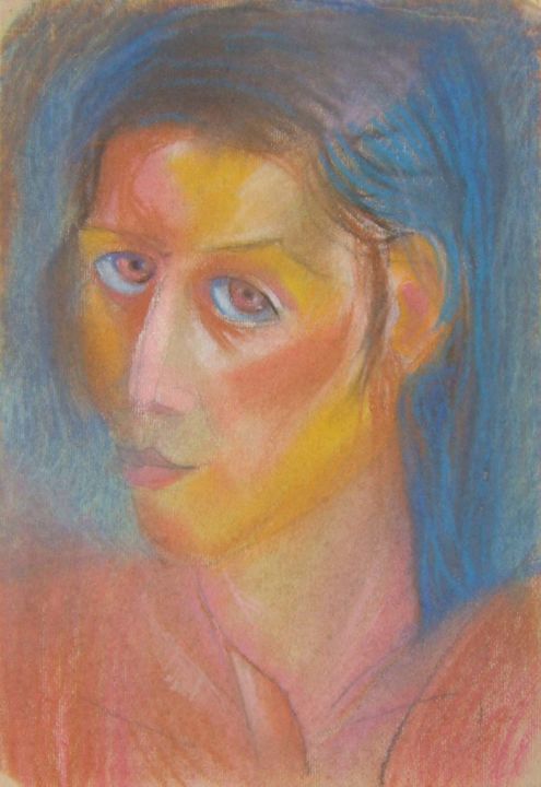Ζωγραφική με τίτλο "портрет актрисы" από Moshe Hemain, Αυθεντικά έργα τέχνης, Παστέλ
