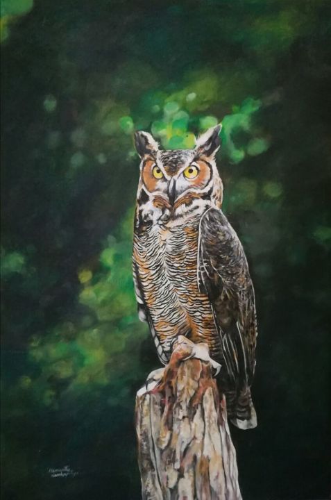 Painting titled "Lookout for Supper" by Hemantha Warakapitiya, Original Artwork, Acrylic Mounted on Wood Stretcher frame