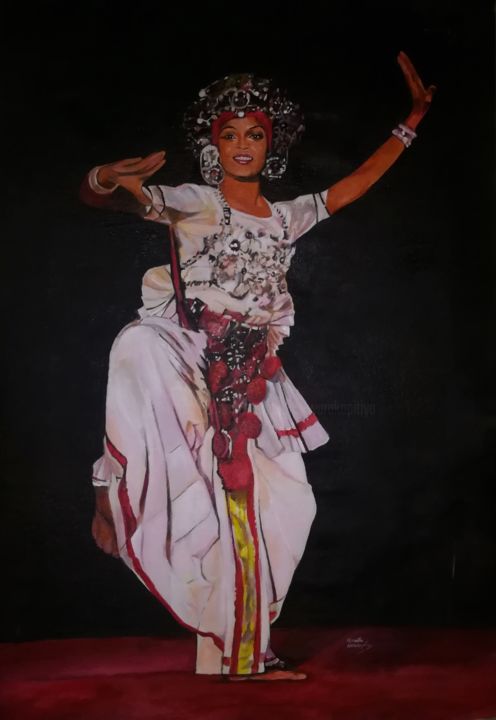Pintura intitulada "Cultural Exuberance" por Hemantha Warakapitiya, Obras de arte originais, Acrílico Montado em Armação em…
