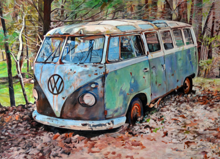 Painting titled "Rusted Nostalgia" by Hemantha Warakapitiya, Original Artwork, Acrylic Mounted on Wood Stretcher frame