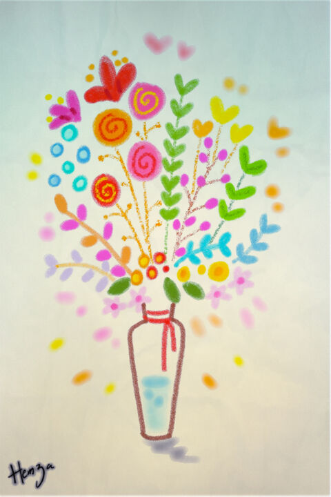 Arte digital titulada "The Flowerpot" por Hemza Zeghar, Obra de arte original, Pintura Digital