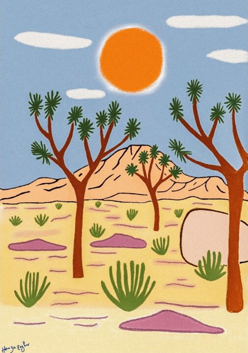 Tekening getiteld "Joshua Tree Park /…" door Hemza Zeghar, Origineel Kunstwerk, Digitaal Schilderwerk