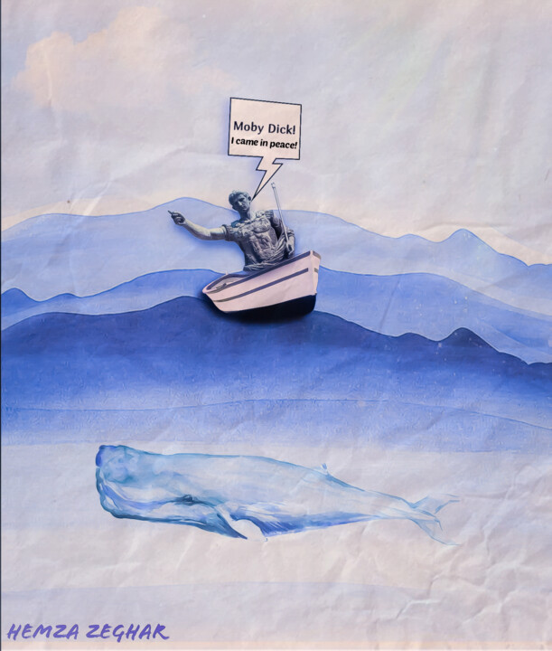 Κολάζ με τίτλο "Moby Dick! I Came i…" από Hemza Zeghar, Αυθεντικά έργα τέχνης, Κολάζ