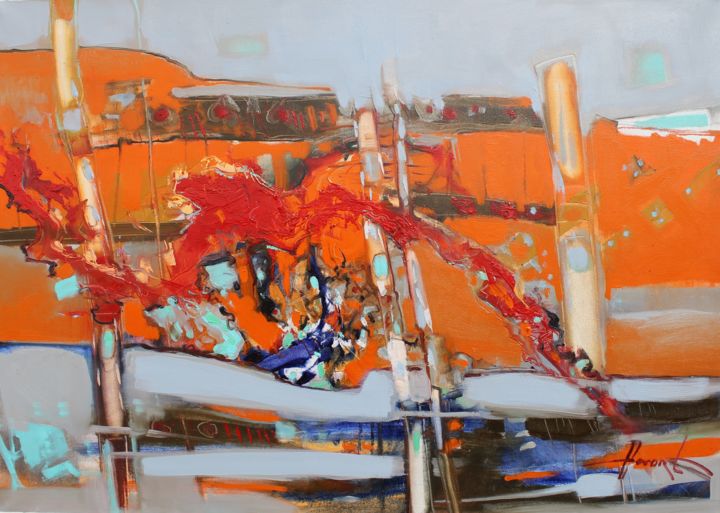 Painting titled "After the dragon" by Henadzy Havartsou, Original Art, Oil Mounted on Stretcher frame