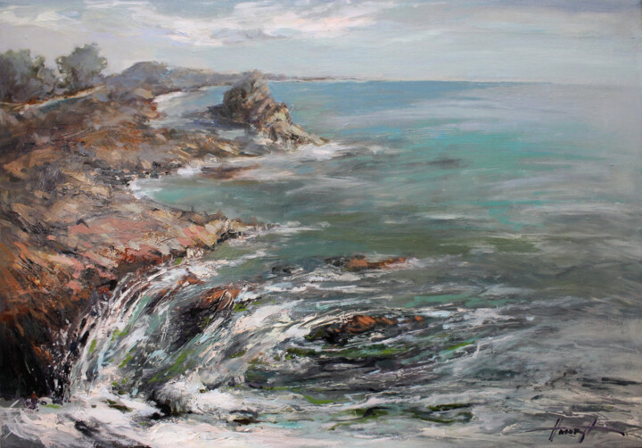 Malerei mit dem Titel "Ocean" von Henadzy Havartsou, Original-Kunstwerk, Öl Auf Keilrahmen aus Holz montiert