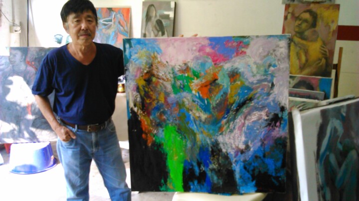 Painting titled "Heng and Happiness" by Heng Eowlin, Original Artwork, Oil