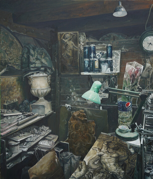 Painting titled "艺术家工作室之九" by Heng Qiang, Original Artwork, Oil